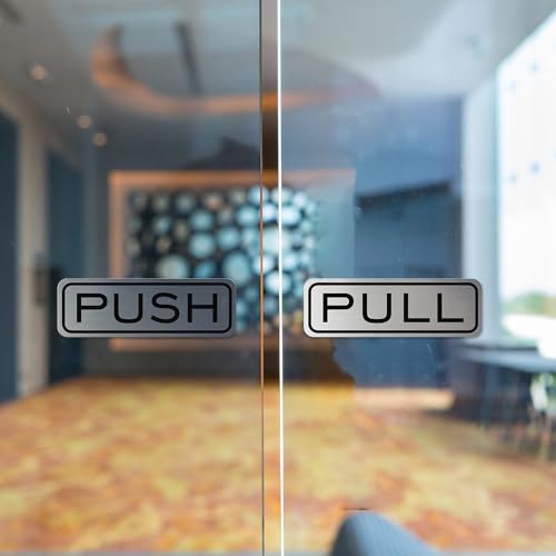 Panneau de porte horizontal push pull rouge signalétique classique 4" x 1.25"