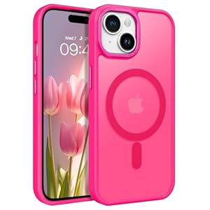 BENTOBEN for iPhone 15 Case, for iPhone 15 Phone Case [Compatible with MagSafe], Translucent Matte Magnetic Cover Shockproof Women Girl Protective Cute Case for iPhone 15 6.1″, Hot Pink