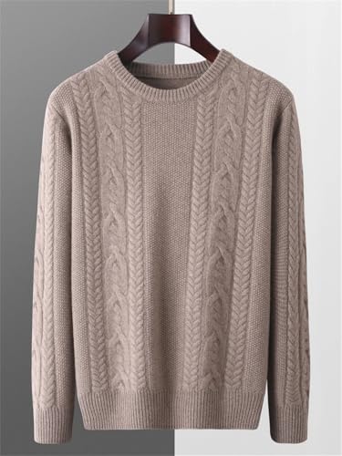 Men's Autumn Winter Merino Wool Knitted Sweater Casual Tops Warm Fashion O-Neck Cable Knitted Pullover3