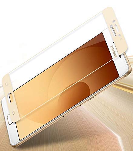 Image of Screen Protector for Samsung Galaxy C9 Pro Gold Tempered Glass Edge-to-Edge 6D Screen Guard With Installation Kit.