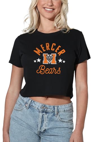 Mercer University Official Bears Women's Crop Top T-Shirt, Black, Medium