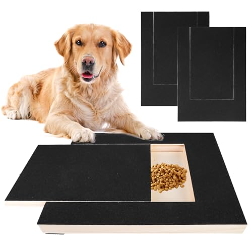 BAIFULAI Rascador para perros con caja de aperitivos, 35 × 25 × 3 cm, tabla para perros con 2 hojas de repuesto, papel de lija, para tijeras de garras, cuidado de uñas de mascotas (negro)