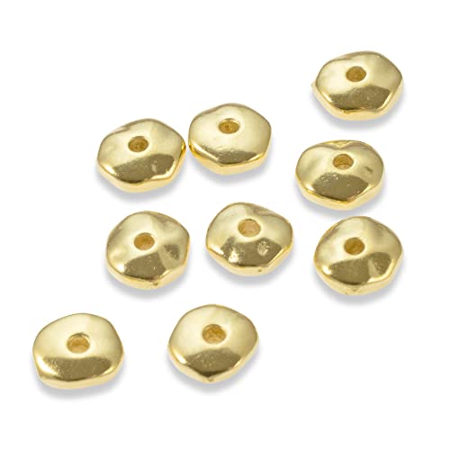 7Mm Bright Gold Nugget Beads, Tierracast Pewter Spacers 25/Pkg #TOP1