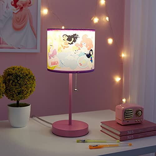 Image of Idea Nuova - Table Lamp with Printed Lampshade, Princess Design, 15.5 inch H x 7.5 inch W, Metal
