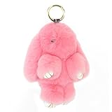 CHUANGLI Bunny Keychain Fluffy Cute Rex Rabbit Fur Key Chain Pom Pom Keyring Gifts for Women Girls