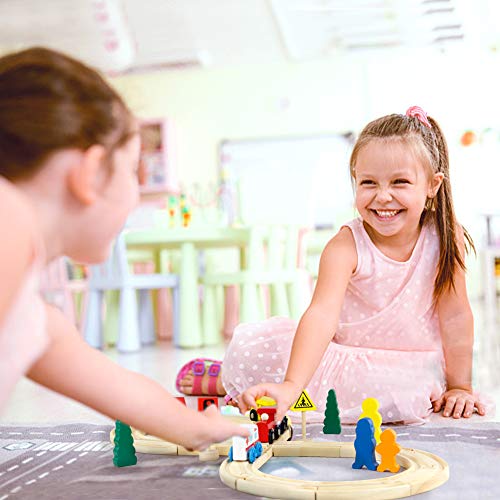 Holzeisenbahn Eisenbahn Kinder Set Zug & Holz Eisenbahnen 33Pcs Lernspiele Kinder Geschenke für 3 4 5 6 Jahre Jungen Mädchen – Bild 7
