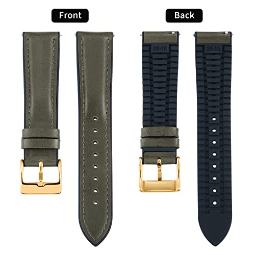 Image of BINLUN Leather Watch Band 14mm 16mm 18mm 19mm 20mm 21mm 22mm Quick Release Premium Oil Wax Leather and Breathable Silicone Hybrid Watch Bands Replacement Strap for Men Women