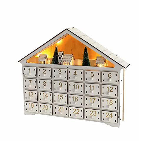 Calendrier de l'Avent de Noël avec lumière LED intégrée - Cadeau sans décoloration - Fonctionne avec piles - 24 jours - Décoration de la maison - #1 Cover