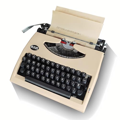 Efficieran Máquina de Escribir Rétro Manual Vintage Mecánica para Autores, Teclado Inglés QWERTY con Cinta y Estuche, Escritura sin Distracciones Dark Academia Decoración(Khaki)
