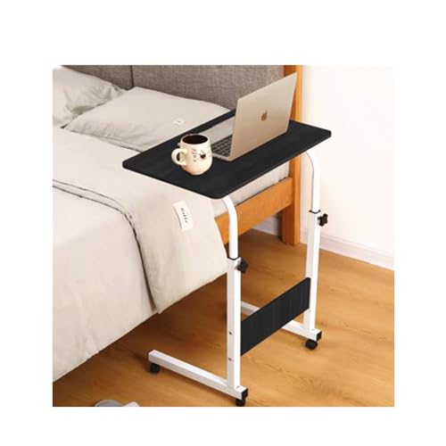smallrun Mesa portatil Ordenador Escritorio con Ruedas 60 * 40CM Mesa Auxiliar de Altura Ajustable para Dormitorio (Black)