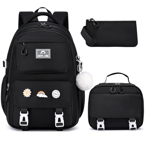 MOMUVO School Backpack Set for Girls,3pcs Bookbag with Lunch Box Pencil Case Kids School Bag Set