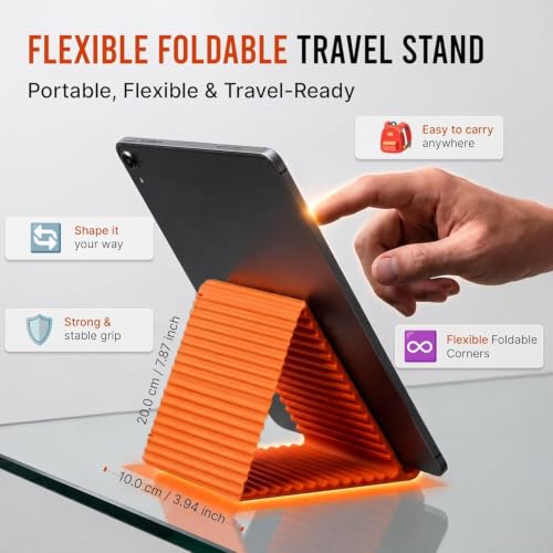 Image of Adjustable Flexible Silicone Phone Stand for Desk, Roll-Up Mobile & Tablet Holder for Video Calls, Reading, Gaming, Home, Office and Travel