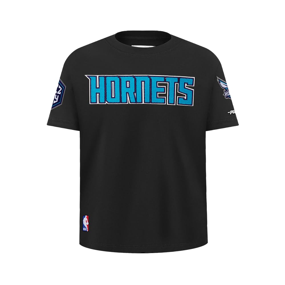 Big Boys NBA Classic Chenille Cotton Short Sleeve Tee, black, XL — image 1