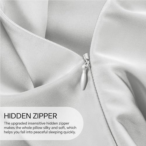 Image of INFIIXSO Body Pillow Cover with Zipper, Luxury Mulberry Silk Long Body Pillow Case 20x54 Inches, Ultra Smooth and Soft Cooling Body Pillow Pillowcase, Gift for Women, Men(Light Grey)