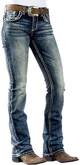 Women Bootcut Jeans 90s Mid Rise Straight Leg Stretchy Boot Cut Denim Pants Trendy