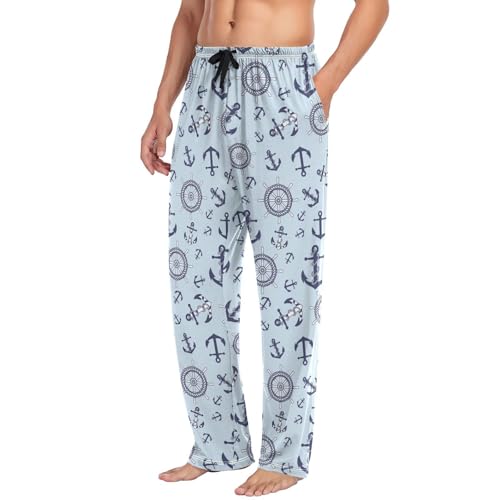 Mens Pajama Pants Nautical Anchors Ship Boat Lounge Men's Pajama Bottoms Soft Sleep Pants With Pockets L3