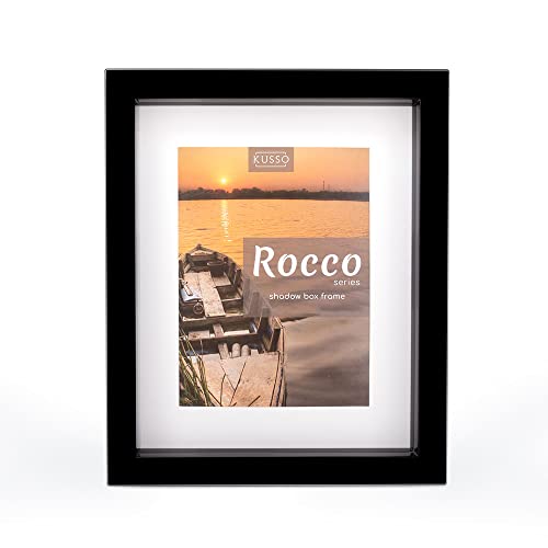 Kusso Rocco Serie Black Shadow Box Bilderrahmen 10x15cm mit weißer Matte - YHF1015B Cover