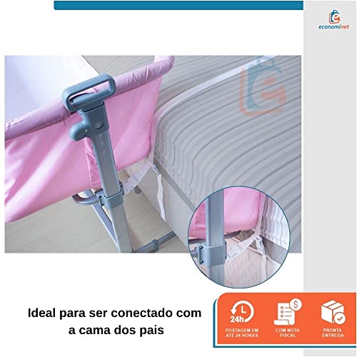 Berço lateral acoplado side by side Co Slepeer Baby Style Rosa