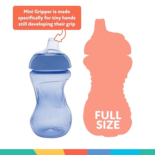 Nuby Mini Gripper No-Spill Baby Sippy Cups with Soft Spout - (3 Pack) 6 oz - 6+ Months - Red/Blue/Green