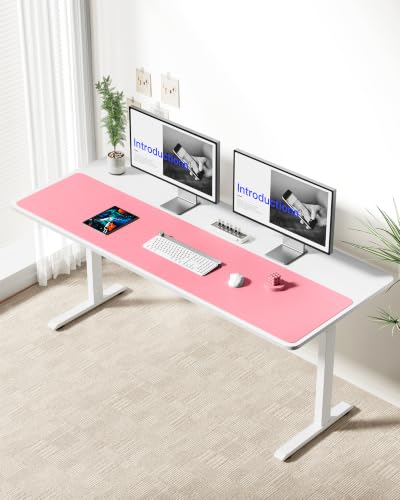 Image of YSAGi Leather Desk Pad Protector, Office Desk Mat, Large Mouse Pad, Non-Slip PU Leather Desk Blotter, Laptop Desk Pad, Waterproof Desk Writing Pad for Office and Home (Pink,55 inch x 17.2 inch)