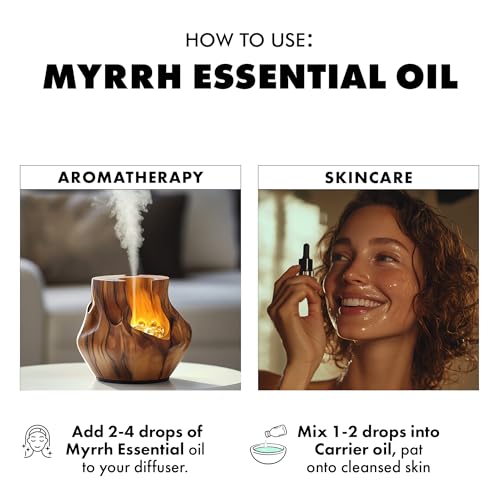 Image of Esslux Myrrh Essential Oil - 100% Pure Natural Myrrh Oil for Skin Care, Aromatherapy & Diffuser | Rich, Earthy Aroma for Relaxation & Meditation - Perfect for Candle & Soap Making - 120 ML