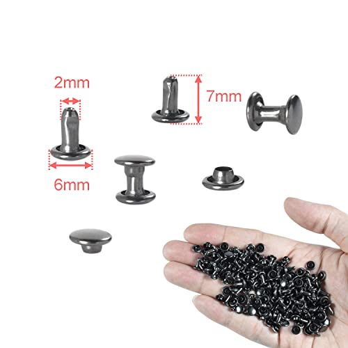 Coobigo GZ015 200Sets 6Mm Double Round Cap Leather Rivets, Tubular Metal Rivets Spikes Studs thumb #1