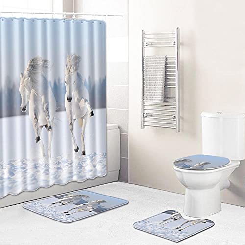 Claean-Acces-Home Toilettendeckelbezug Badezimmer Set Wc Duschvorhang Badetuch Wasseraufnahme Fuß Pad Wohnzimmer Teppich Hanging Malerei-Ma42_45 * 75 cm + 180 * 180 cm
