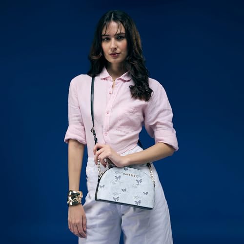 Image of Caprese Scarlet Small Sling Bag for Women with Adjustable Strap | Floral Printed Faux Leather | Multi-Compartment Crossbody Purse | Zipper Closure | Stylish Everyday Bag
