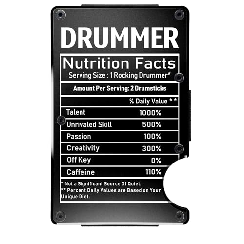CREWZ Drummer Minimal Wallet Gift - Drummer Hourly Rate Money Clip - Drummer Ceramic Slim Wallet - Drummer Wallet - Drummer Wallet Gifts - Drummer Wallet