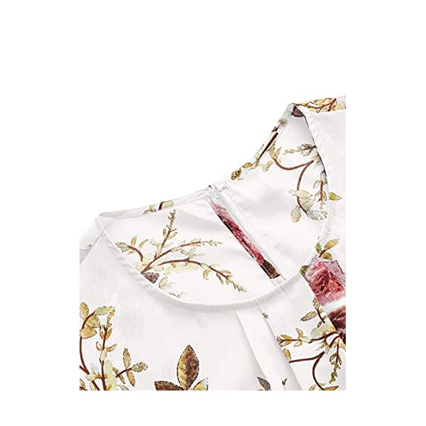 Milumia-Womens-Elegant-Floral-Print-Petal-Cap-Sleeve-Pleated-Vacation-Office-Work-Blouse-Top Milumia Women's Elegant Floral Print Petal Cap Sleeve Pleated Vacation Office Work Blouse Top Beige Large