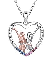 EJALEN 925-Sterling-Silver Sisters Gifts from Sister - Heart Sister Necklaces with Cubic Zirconia...