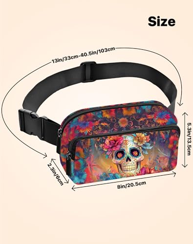 Image of Skull Fanny Pack Lightweight Belt Bag Fashion Waist Pouch | Waterproof, Crossbody Bags for Women, Sports, Running, Traveling, Hiking
