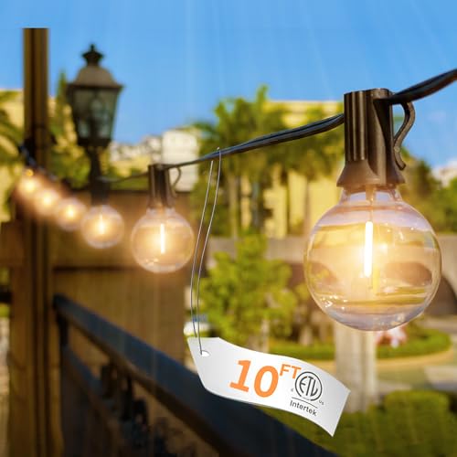 SEVSONSNZZ 10FT Outdoor String Lights - LED Patio Lights Waterproof G40 Plastic Globe Bulbs Connectable Shatterproof Hanging Outdoor Lights for Indoor Backyard Yard Gazebo Porch Party Decor