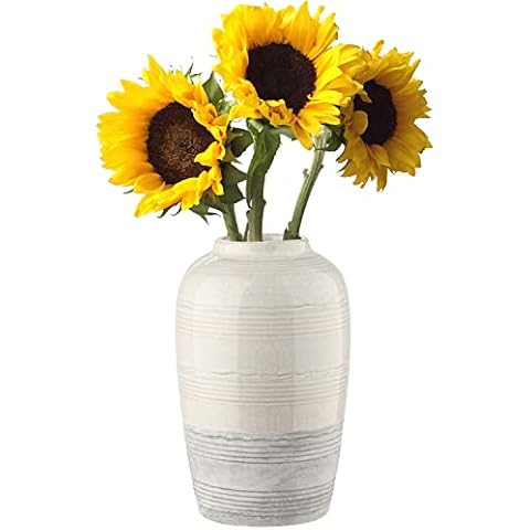 Oairse White Ceramic Vase 23CM Tall Flower Vase Boho Handmade Vase for Flowers Pottery Floral Vase Milk Bottle Shape for Dried Flower Pampas Grass for Home Living Room Bedroom Decor Cover