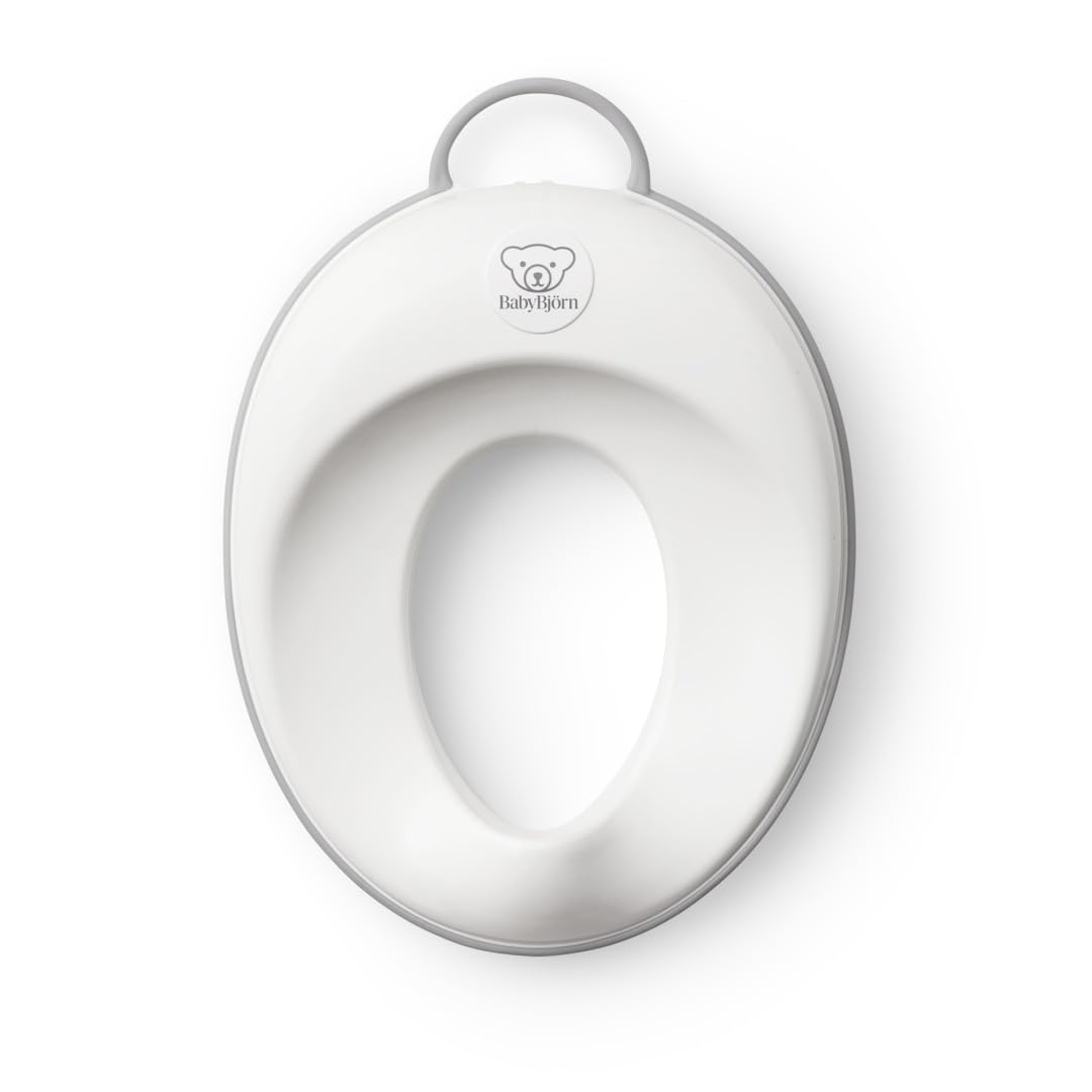 Toilet Training Seat, White/Grey – Ergonomic, Easy-to-Use Toilet Trainer for Toddlers, Splashguard, BPA-Free, Fits Most Toilets