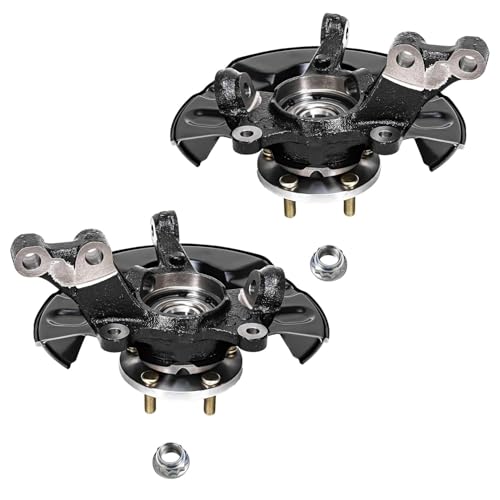 Image of Detroit Axle - Front 4pc Steering Knuckles Kit for 03-08 Toyota Matrix, 2 Steering Knuckles & Wheel Bearing Hubs 2 Outer Tie Rods 2003 2004 2005 2006 2007 2008 [4-Wheel ABS] Replacement