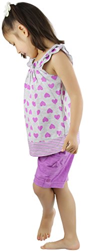 Image of ToBeInStyle Girl's Two Piece Summer Set Cute Tee Top and Matching Shorts Adorable Outfit