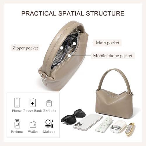Image of MFFOR Leather Crossbody Bags for Women, Small Shoulder Purse, Hobo Handbags | Genuine Leather, 7.9*2.8*5.9inch, Detachable strap, Sleek design, Daily life