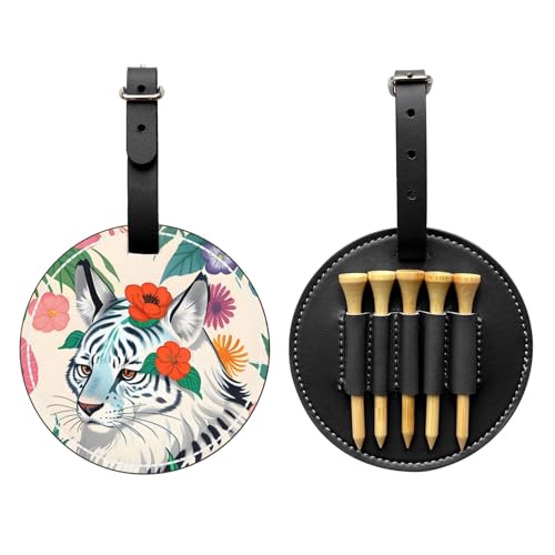 Cute White Tiger Black Golf tee Storage Bag - Durable and wear-Resistant Golf Accessories