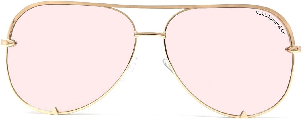 K&L's Luxury & Co. Gold Metal Alloy Aviator Sunglasses K04042021 Gradient Polarized UV 400 Protection Lens for Men and Women