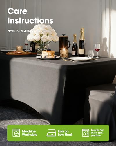 Pureegg Spandex Tablecloth 6ft - 2 Pack, Fitted and Tight Cloth for Rectangle Table, Wrinkle-Free and Stretch Table Cover for Party, Wedding, Banquet and Birthday, Black - Image 7