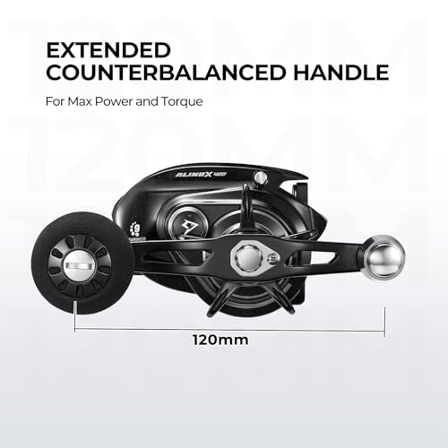 Image of Piscifun Alinox 400 Baitcaster Fishing Reel, 38Lbs Max Drag Aluminum Alloy Frame Baitcasting Reel, Available in 6.6:1 /8.1:1 Gear Ratio, Freshwater and Saltwater Low Profile Casting Reel for Musky