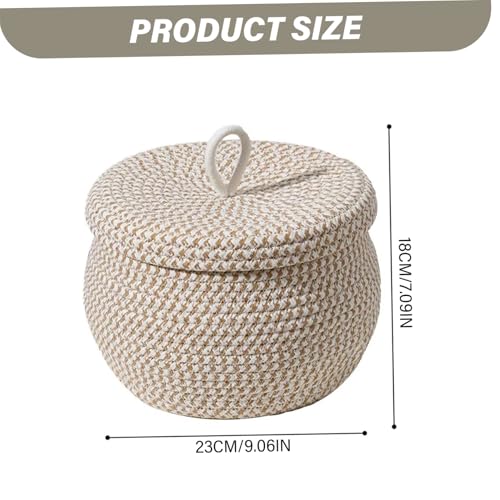 Petit panier avec couvercle en corde de coton bohème