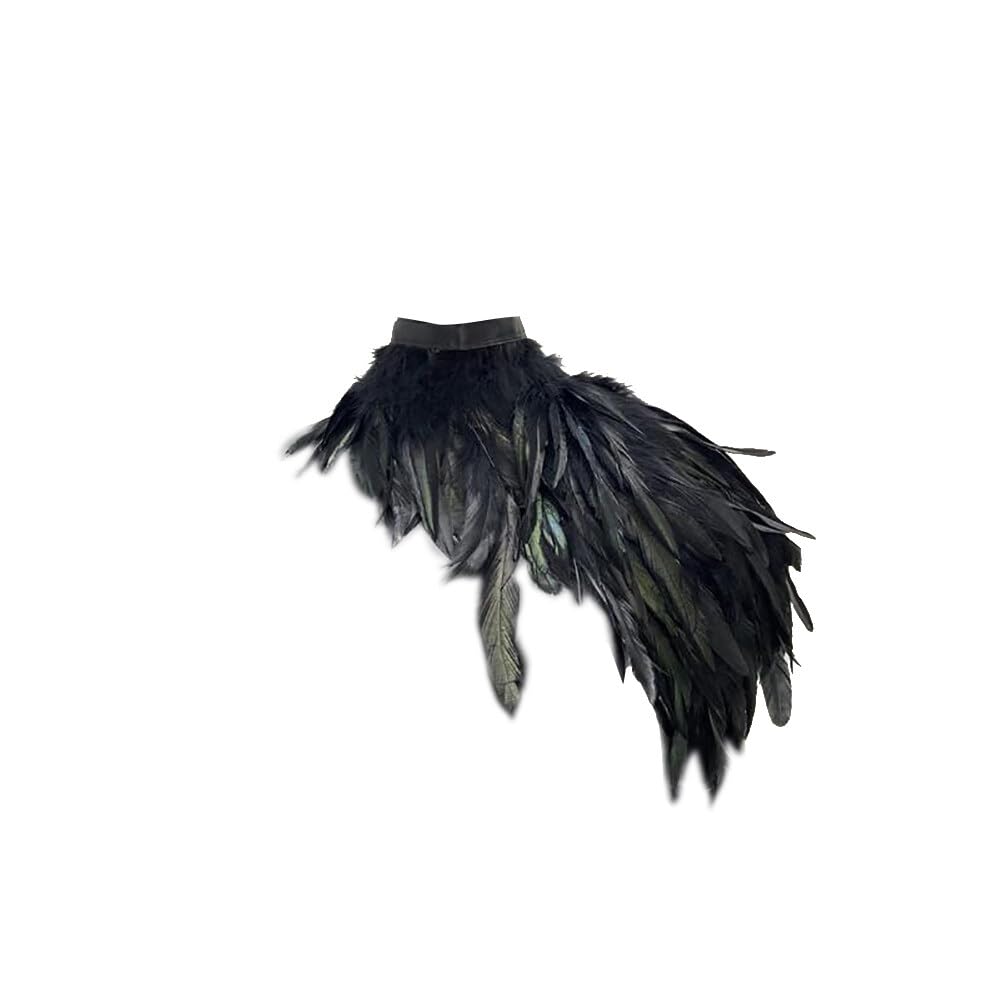 Gothic Feather Shrug Shawl Collar Necklace Ladies Natural Feathers Shoulder In Halloween Costume Party Scarf Cape Top - Image 2