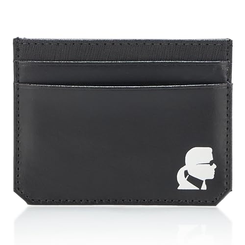 Karl Lagerfeld Paris Estojo masculino de couro para cartão, Preto, One Size, Estojo para cartão de couro genuíno