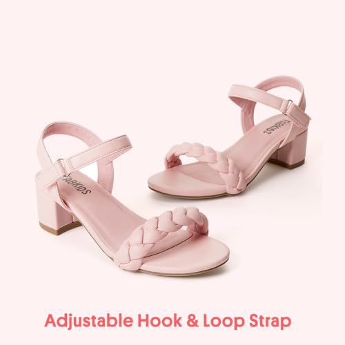 FabKids Girls Braided Open Toe Ankle Strap Flat Lightly Padded Sandals Summer Holiday Party Dress Shoes for Toddler Little Kid Big Kid2