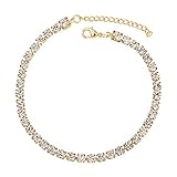 kelistom Gold Anklet for Women Teen Girls 14K Gold Silver Plated Cuban Mariner Figaro Link Chain Ankle Bracelets for Women (tennis chain)