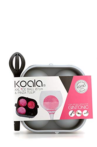 Koala Spain Set Ice Ball XXL (2 Piezas), 1 Pinza para Hielos, 1 Cubitera con Tapa para 6 Hielos Esféricos XXL de 7 cm Cover