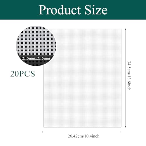 Image of 20 Pcs 7 Count Plastic Canvas Sheets 10.4 x 13.6 Inch Clear Plastic Mesh Canvas Sheets Cross Stitch Canva Eye Mesh for Embroidery, Acrylic Yarn Crafting, Knit Crochet Projects, Therian Mask