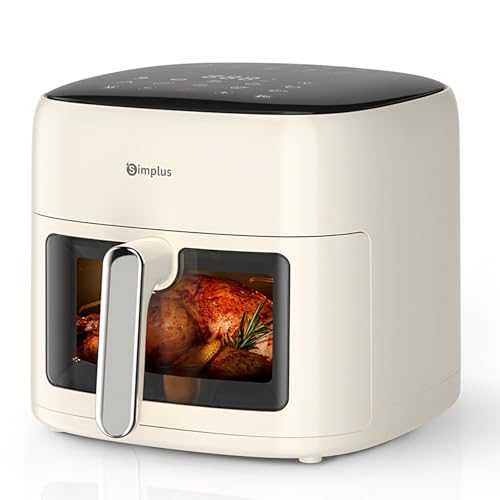 SIMPLUS Air Fryer 7 QT with Easy-View Window, Large Capacity Airfryer for Family, 400°F Rapid Air Crispy Technology, Touch Controls with 10 Presets, Nonstick & Dishwasher Safe Basket - Cream White